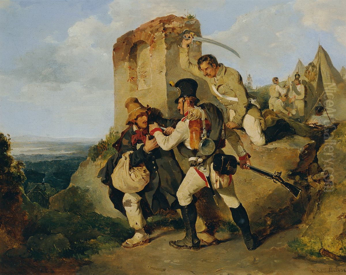 Die Gefangennahme des Spions Oil Painting by Carl Schindler
