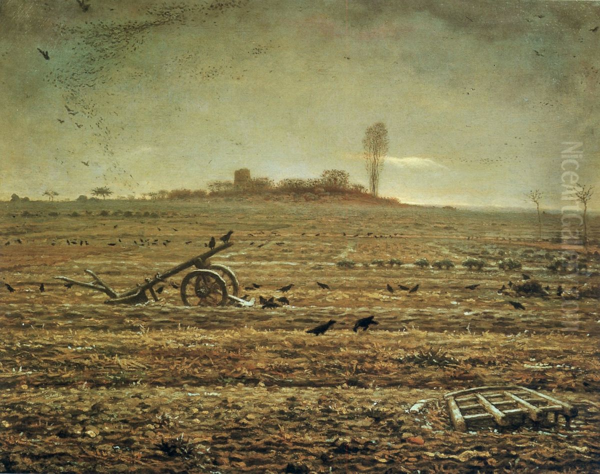 Die Ebene von Chailly mit Egge und Pflug Oil Painting by Jean-Francois Millet