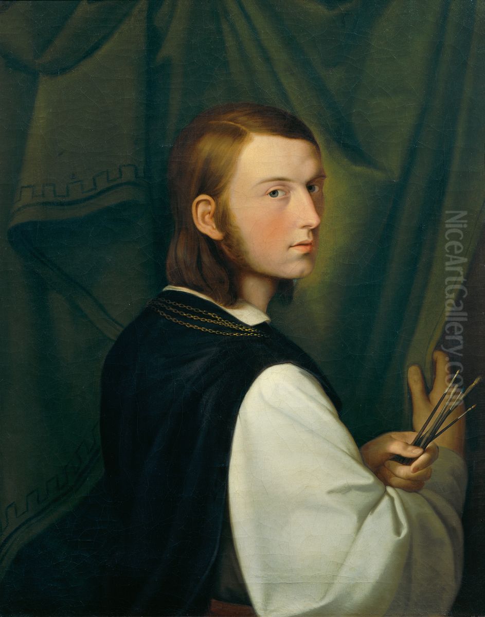 Selbstportrat Oil Painting by Johann Scheffer von Leonhardshoff