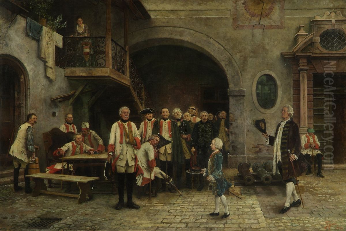 Emperor Joseph II as a Boy with the Invalids in Vienna Oil Painting by Gabriel Von Hackl