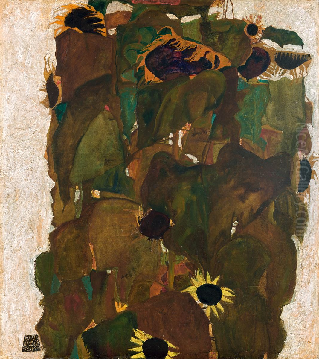 Sonnenblumen I Oil Painting by Egon Schiele