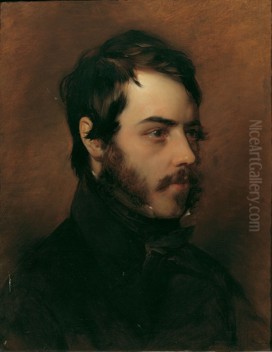 Der Maler Karl von Pausinger Oil Painting by Friedrich von Amerling