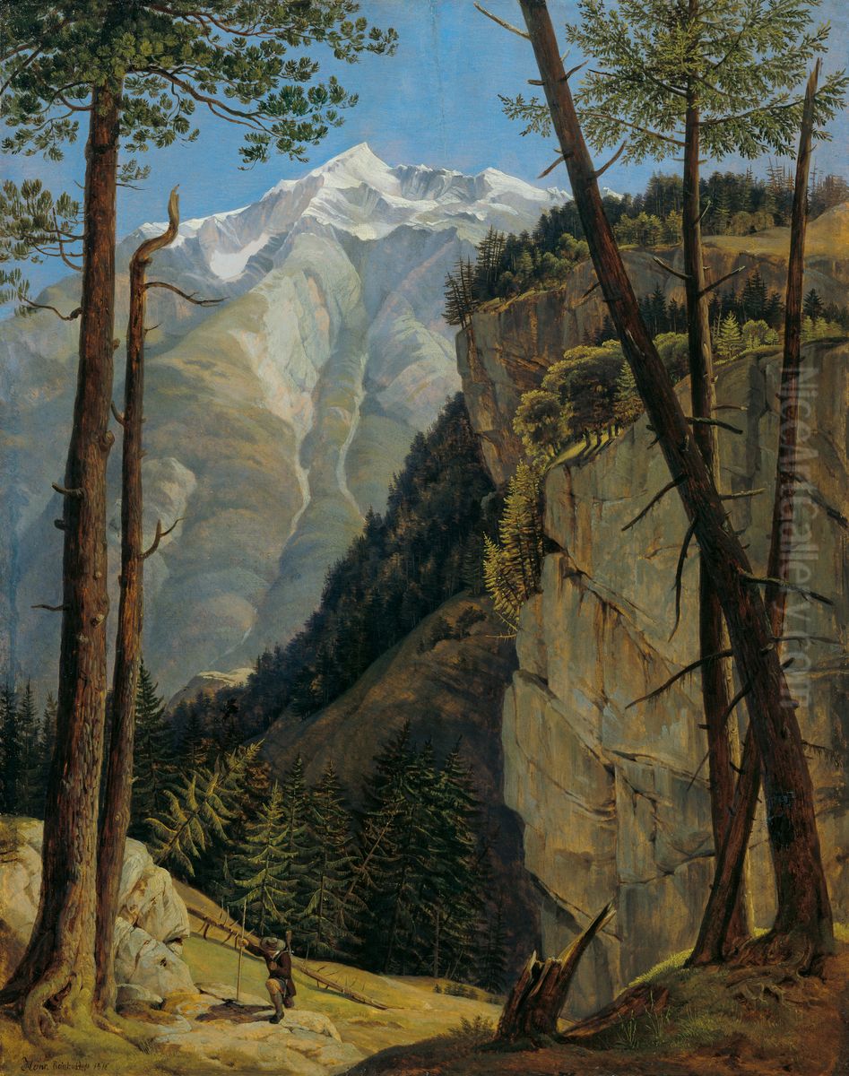 Der Watzmann vom Wimbachtal aus Oil Painting by Heinrich Reinhold