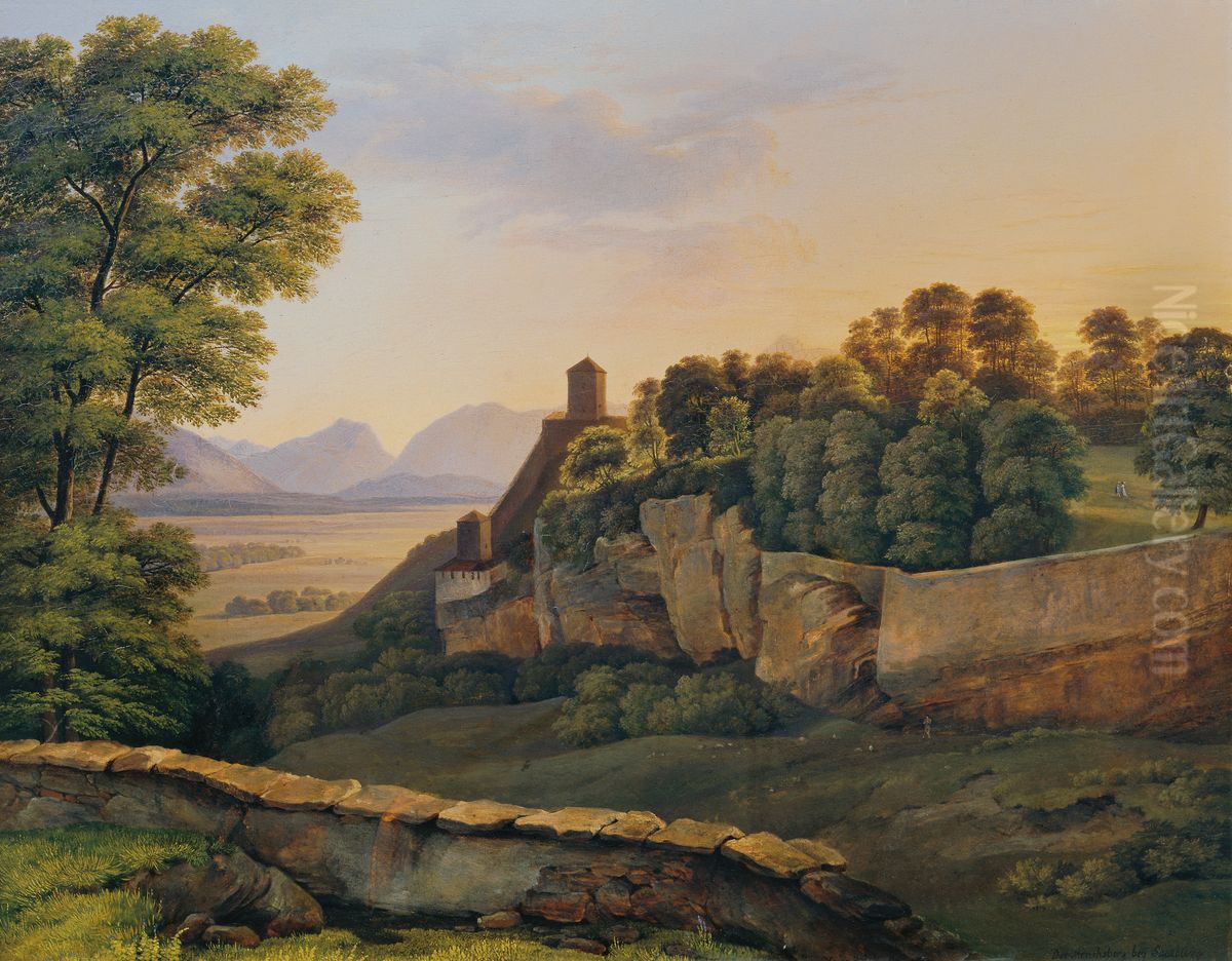 Der Monchsberg bei Salzburg Oil Painting by Heinrich Reinhold