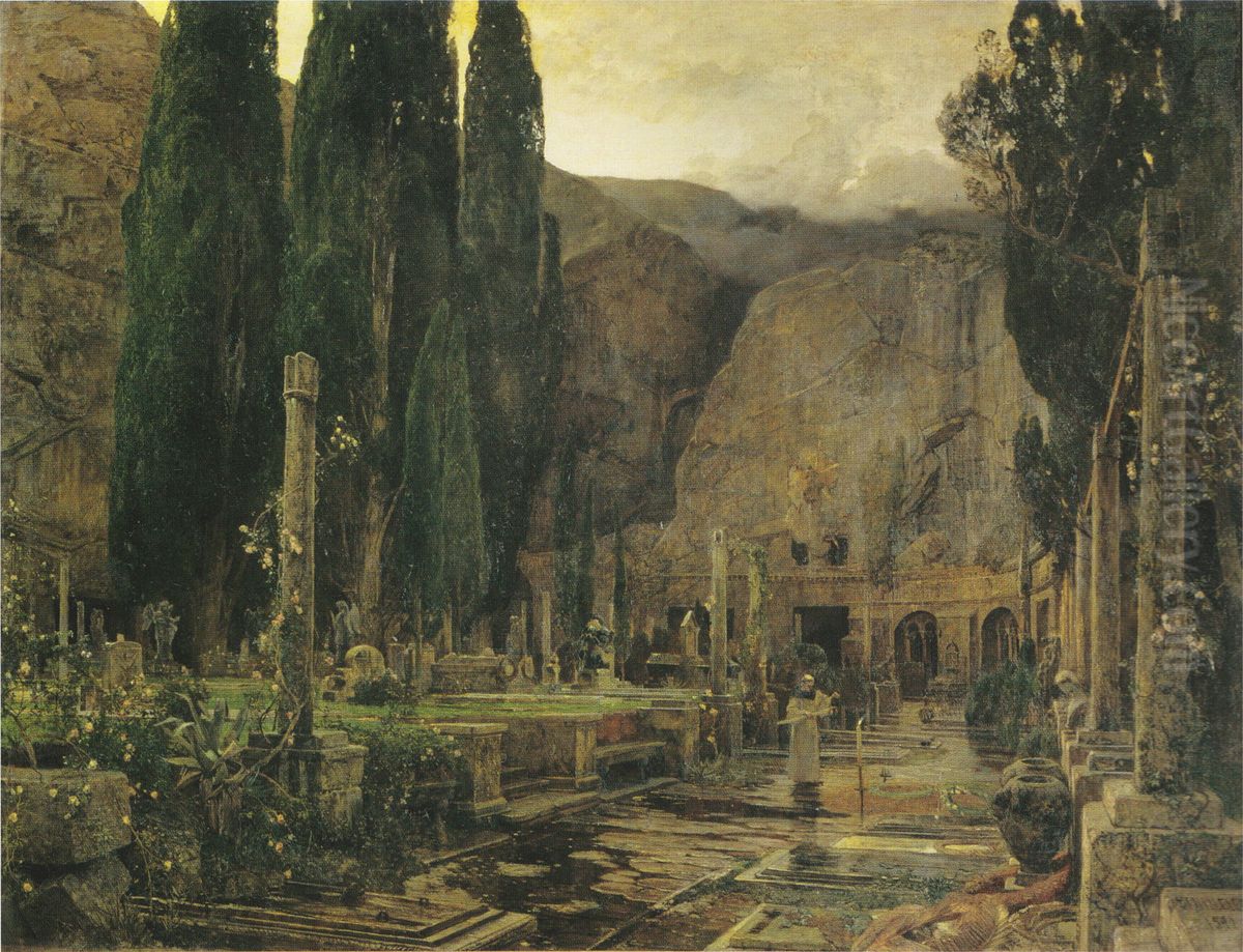 Pax (The cemetery of Gravosa near Ragusa) Oil Painting by Emil Jakob Schindler