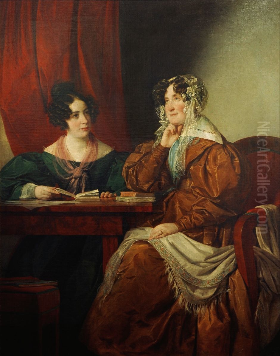 Henriette Baronin Pereira-Arnstein mit ihrer Tochter Flora Oil Painting by Friedrich von Amerling