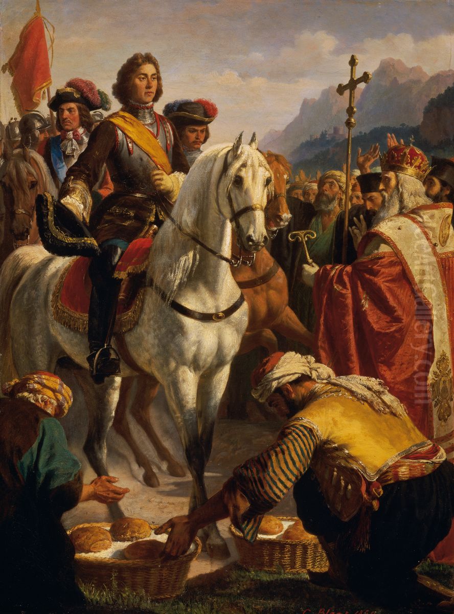 Prince Eugene's march to Bosnia in 1697 Oil Painting by Karl von Blaas