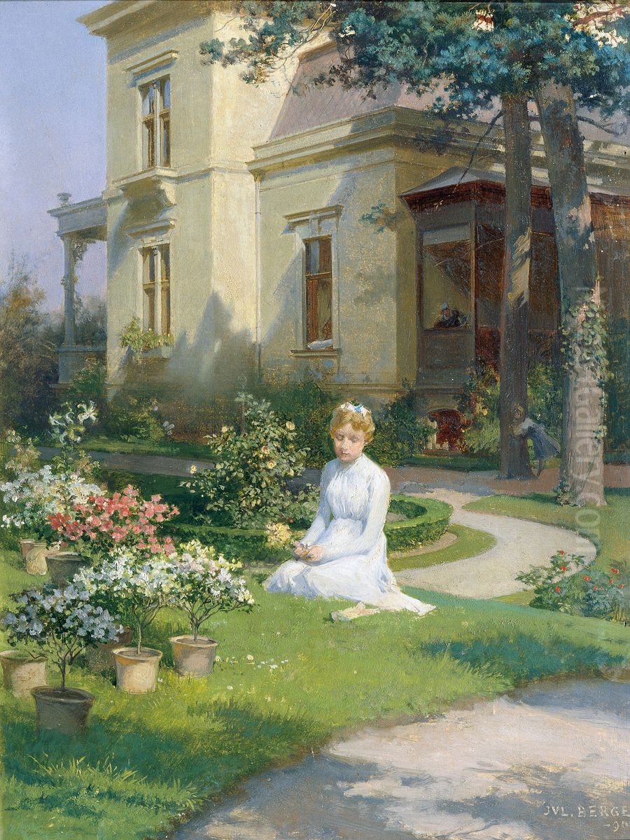Madchen im Garten einer Villa Oil Painting by Julius Victor Berger