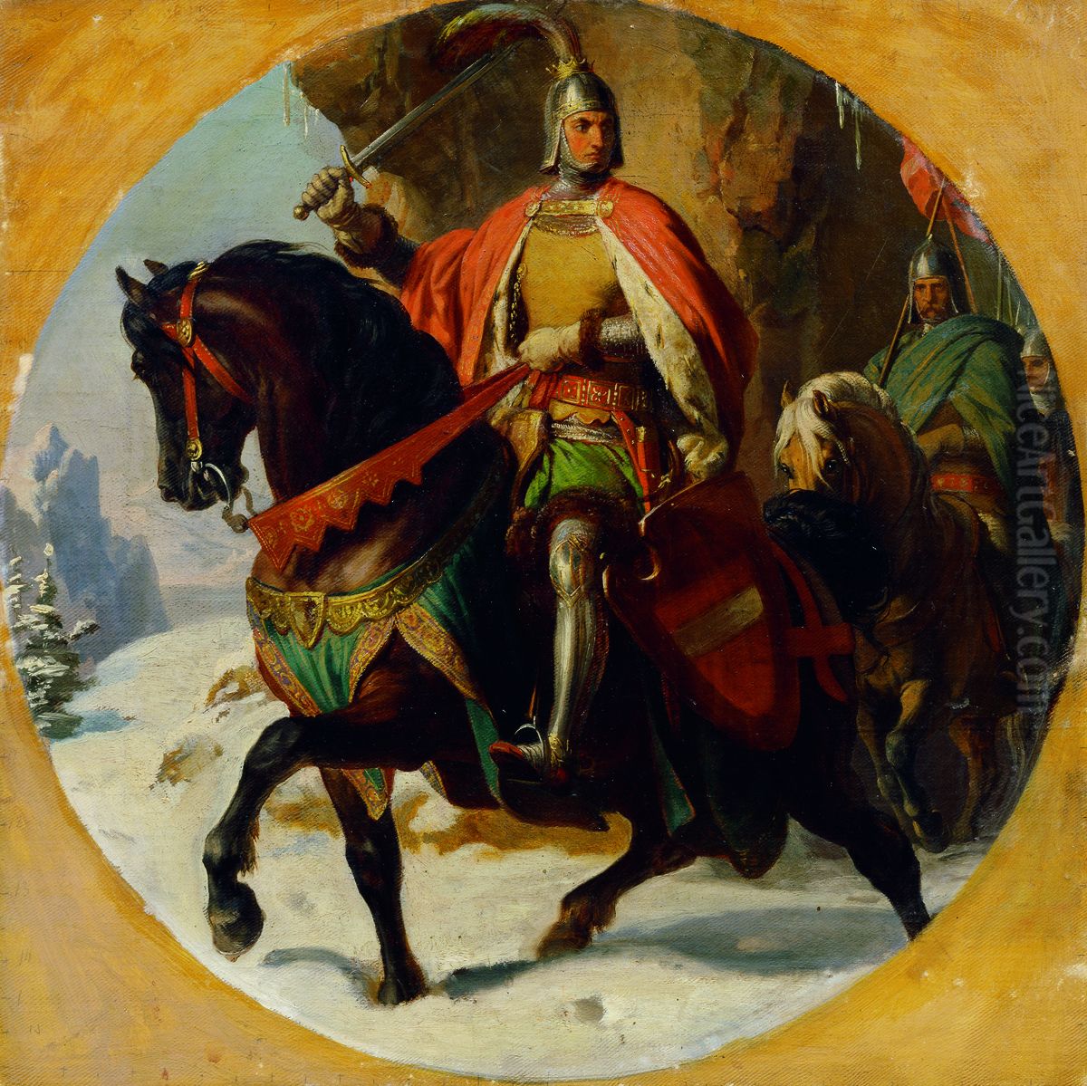 Battle of Albrecht I. over the Semming 1292 Oil Painting by Karl von Blaas