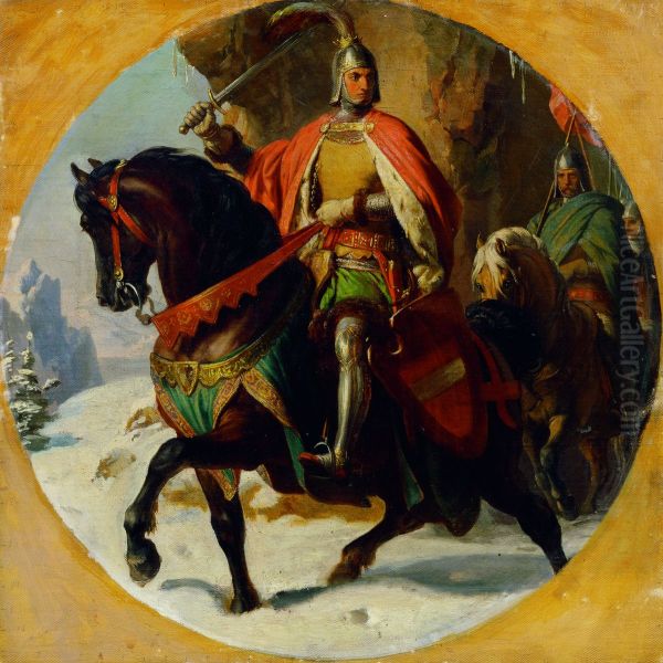 Kriegszug Albrechts I. uber den Semmering 1292 Oil Painting by Karl von Blaas