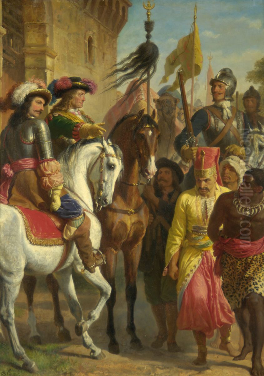 The Battle of Levenc 1664 Oil Painting by Karl von Blaas The Battle of Levenc 1664 Oil Painting by Karl von Blaas