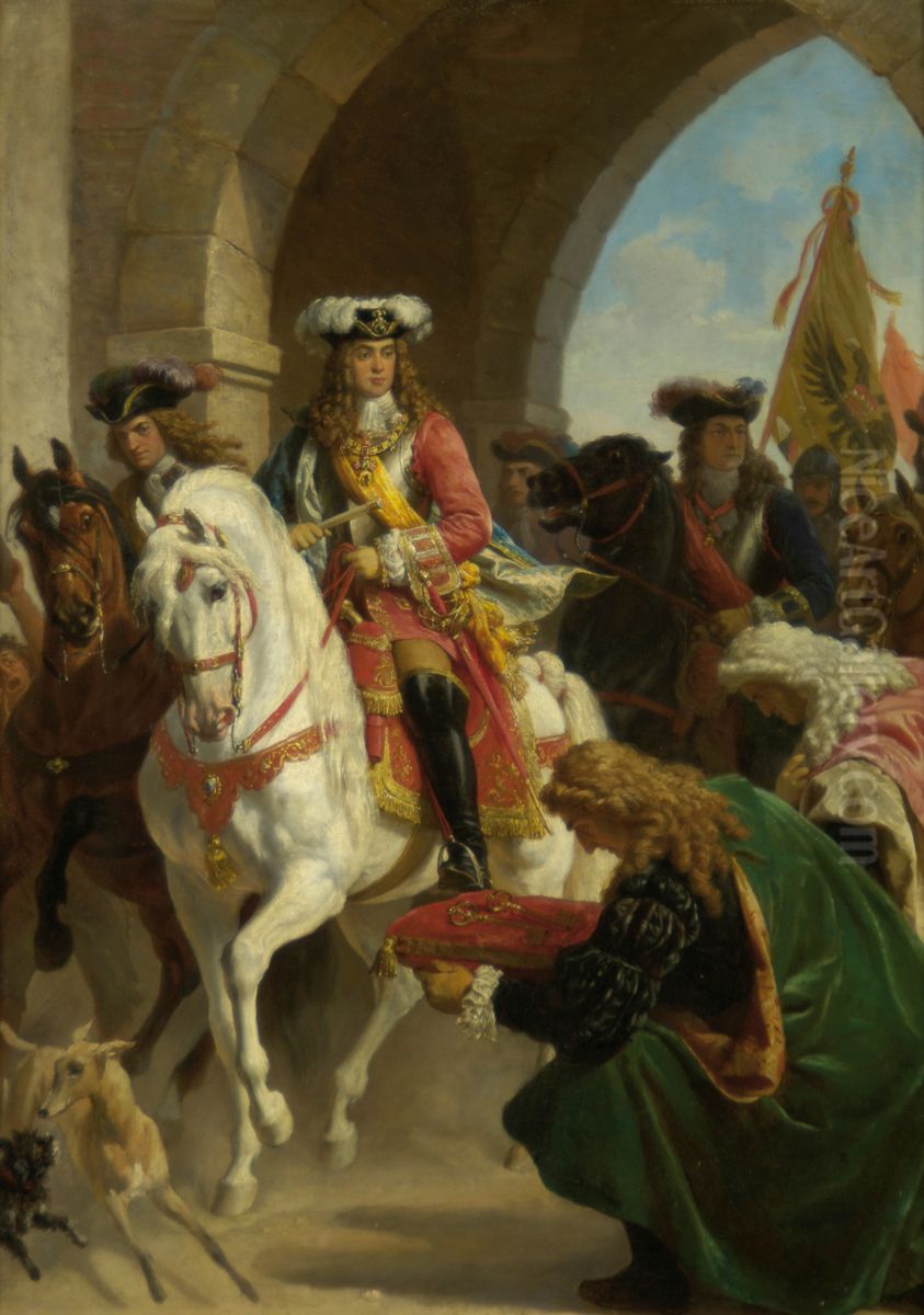 Einzug Karls III. in Madrid 1710 Oil Painting by Karl von Blaas