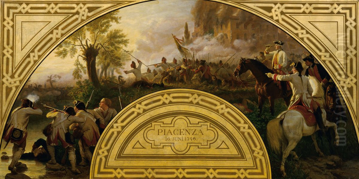 Der Kampf bei Piacenza 1746 Oil Painting by Karl von Blaas