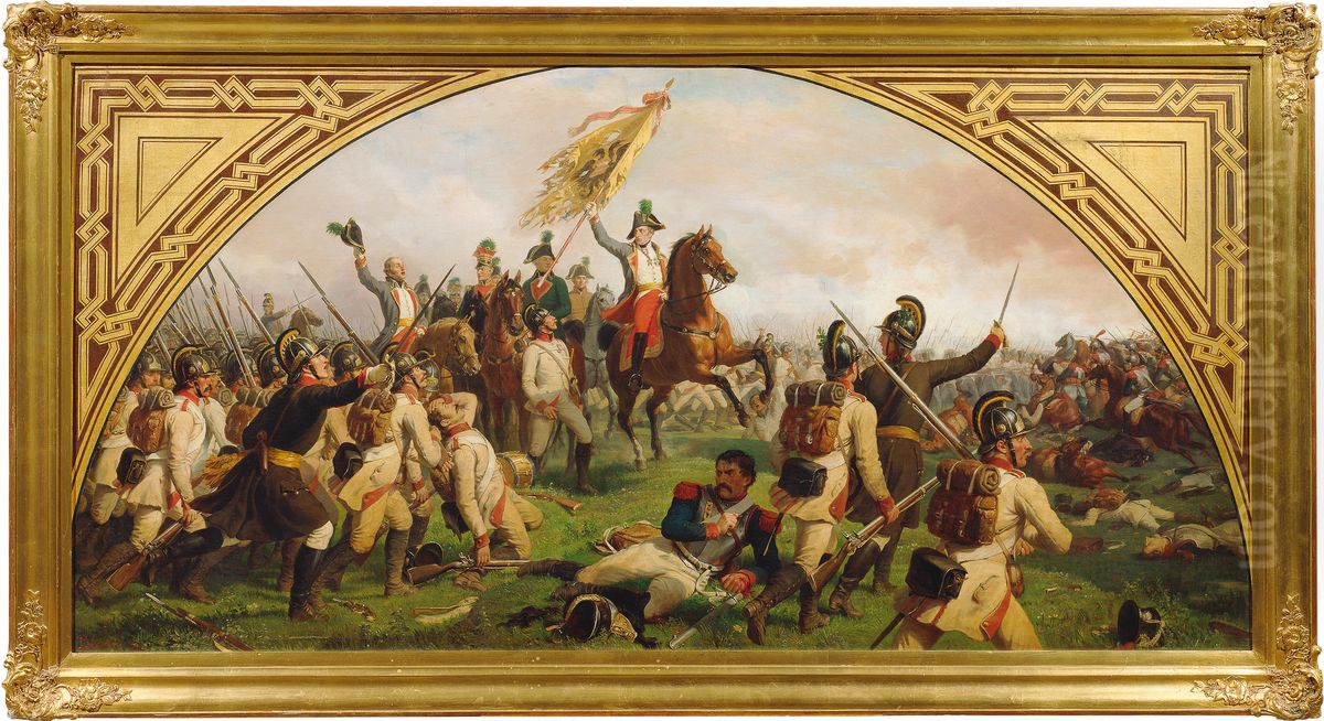 Archduke Karl of Austria at the Battle of Aspern Oil Painting by Karl von Blaas
