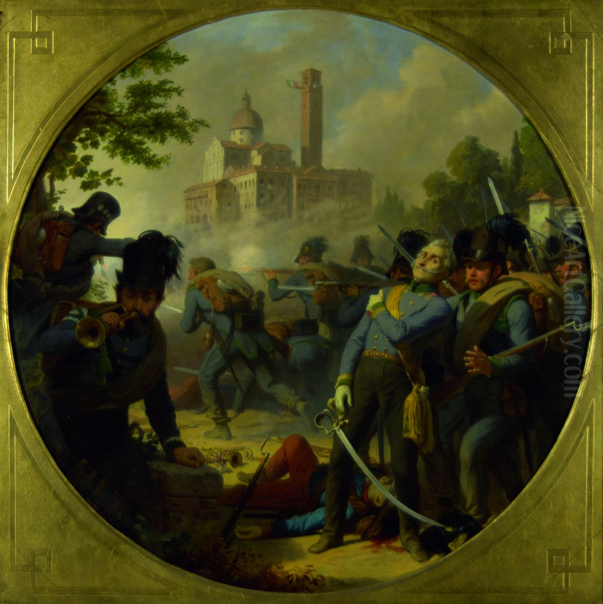 Die Einnahme von Vicenza 1848 Oil Painting by Karl von Blaas