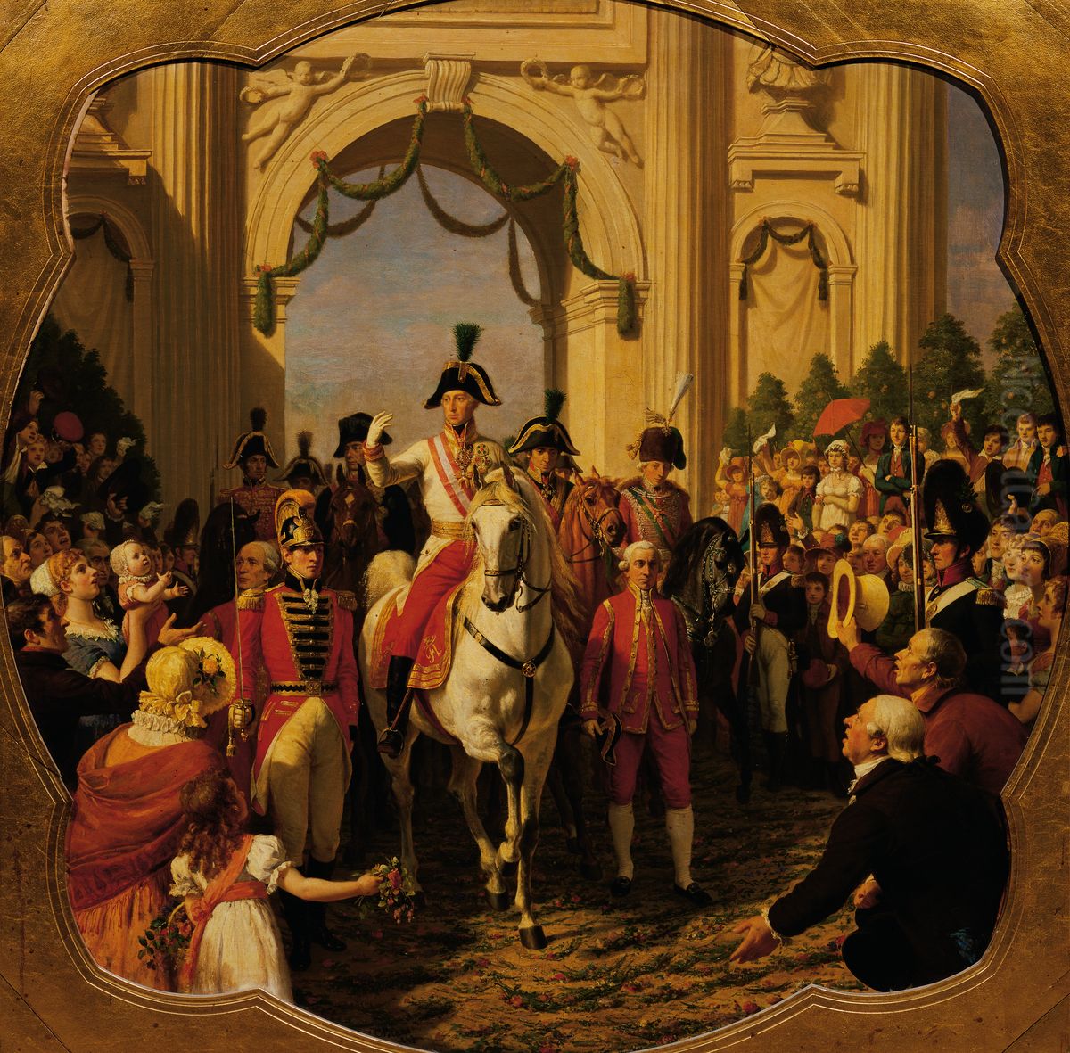 Entry of Emperor Franz I (II) of Austria into Vienna in 1814 Oil Painting by Karl von Blaas