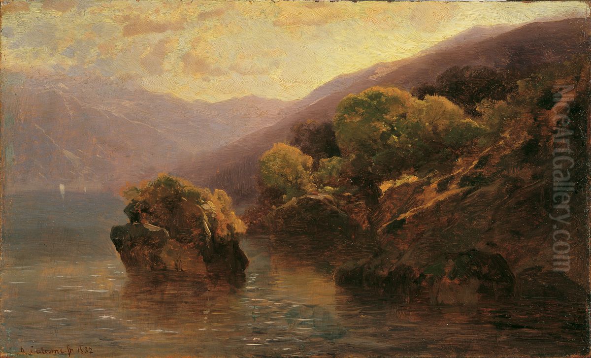 Partie vom Genfer See Oil Painting by Alexandre Calame