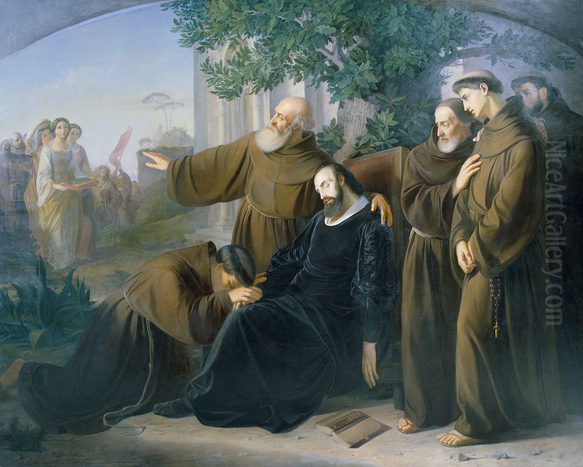 Der Tod Torquato Tassos Oil Painting by Friedrich Friedlander