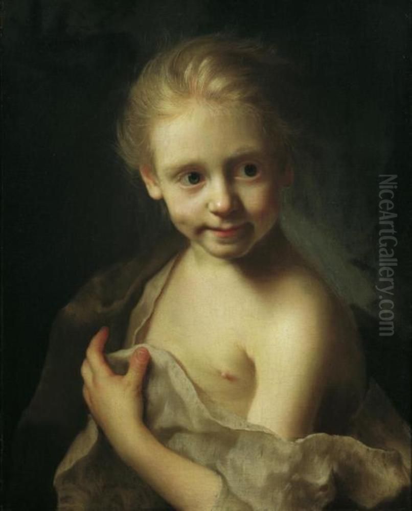 Portrait of a blond girl Oil Painting by Christian Seybold