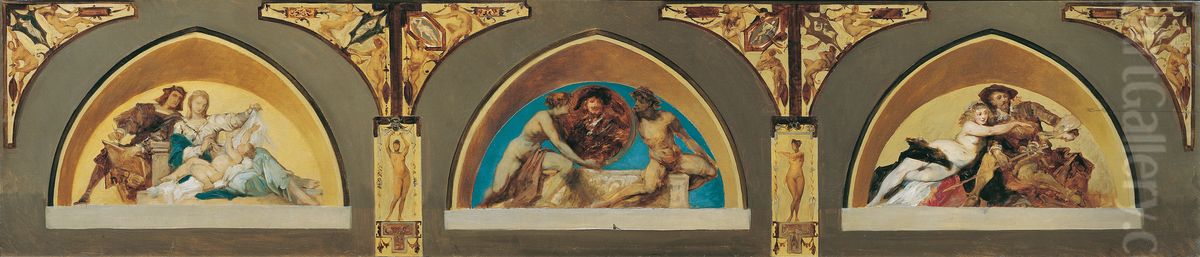 Raffael, Rembrandt, Rubens Oil Painting by Hans Makart