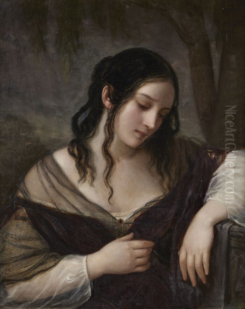 Die Traurigkeit Oil Painting by Natale Schiavoni