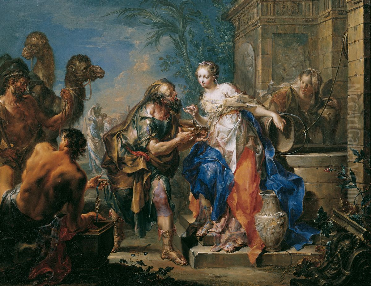 Rebekka am Brunnen Oil Painting by Johann Georg Platzer