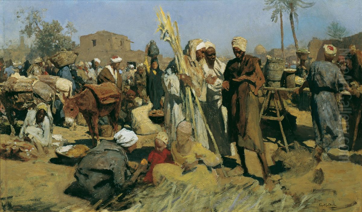 Zuckerrohrmarkt Oil Painting by Leopold Carl Muller