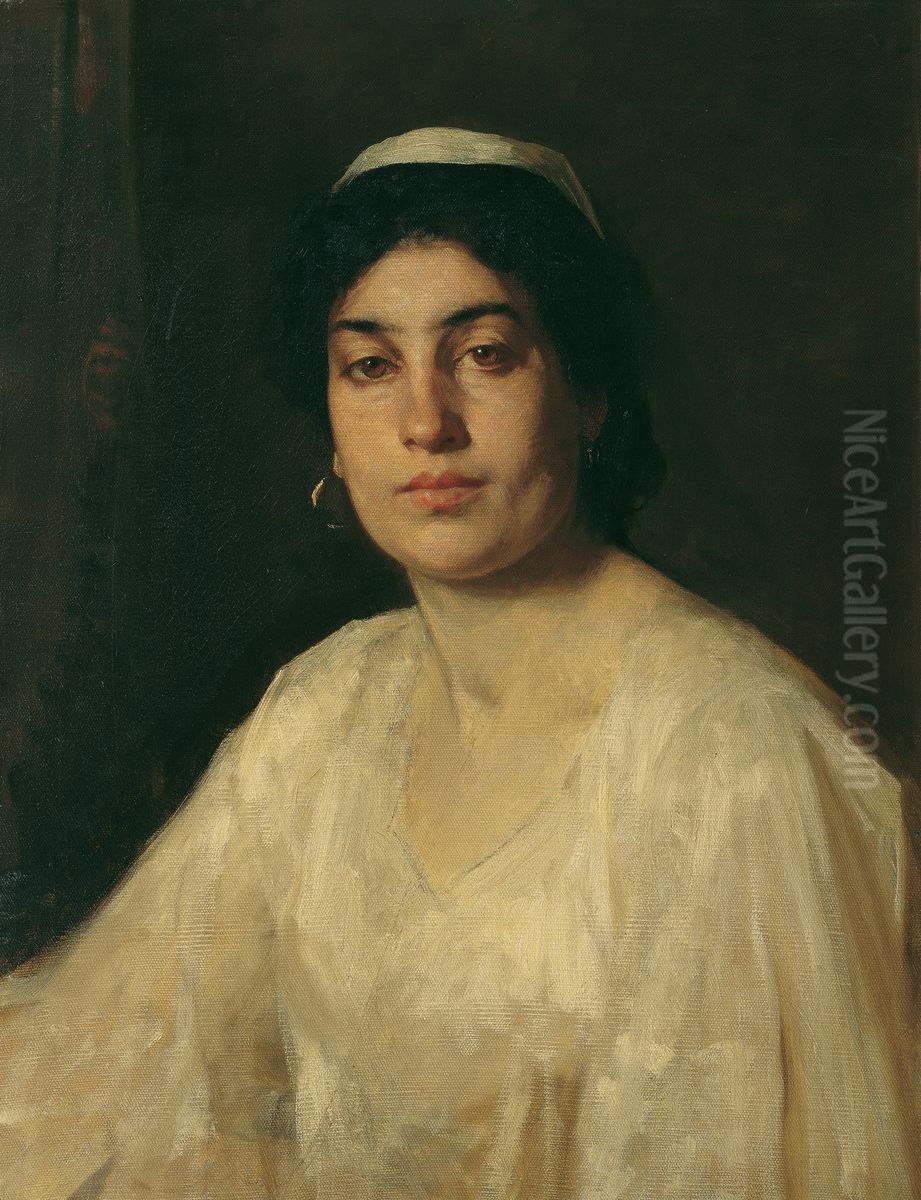 An Egyptian Woman Oil Painting by Leopold Carl Muller