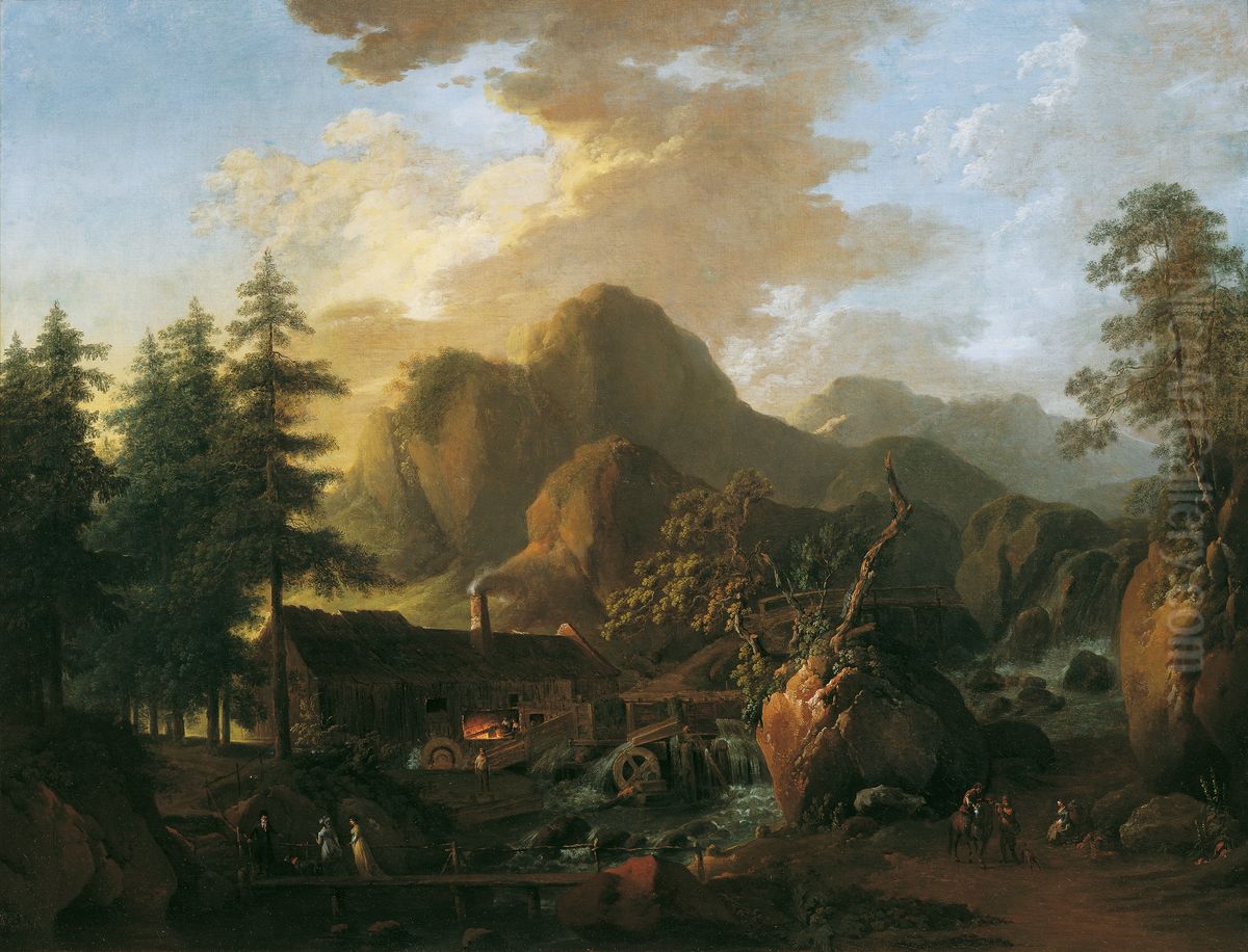 Landschaft mit Hammerwerk Oil Painting by Martin von Molitor
