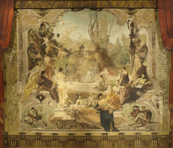 Entwurf zu einem Vorhang des Stadttheaters Karlsbad Oil Painting by Gustav Klimt