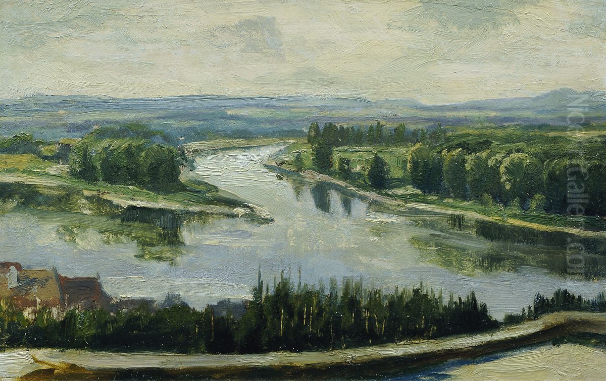 Zusammenfluss von Moldau und Elbe Oil Painting by Ferdinand Frantisek Engelmuller