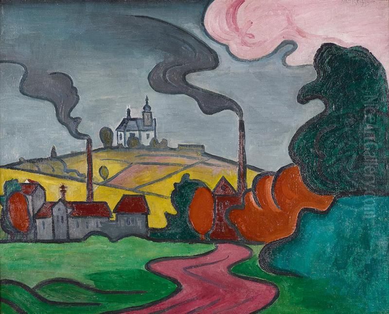 Landschaft mit Kirchlein Oil Painting by Bohumil Kubista