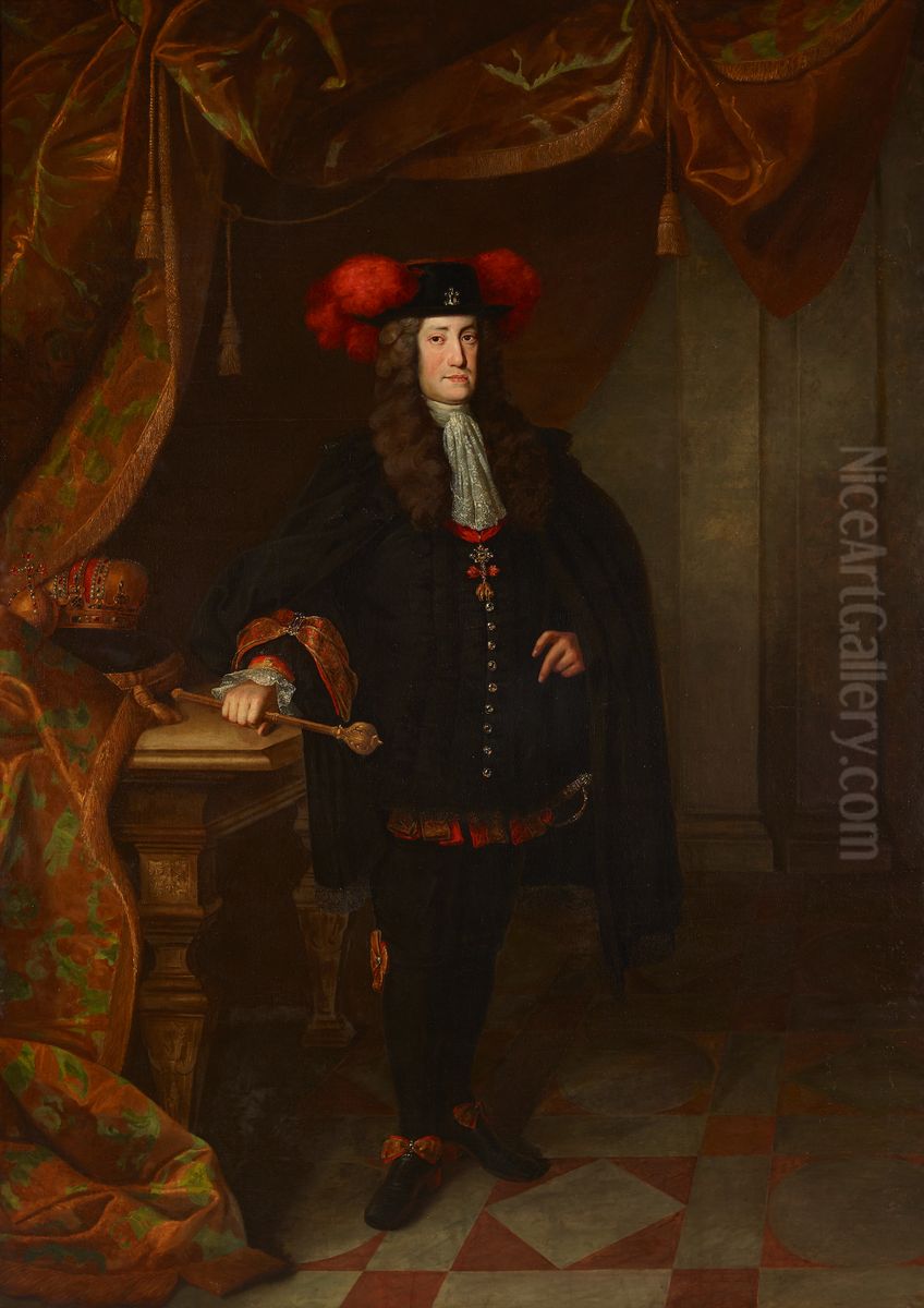 Kaiser Karl VI. Oil Painting by Johann-Gottfried Auerbach