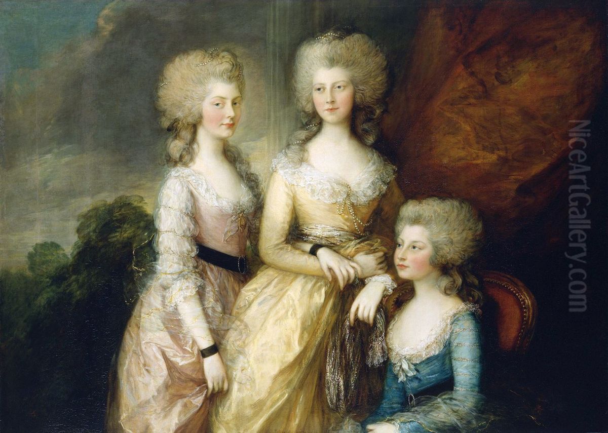 Charlotte, Princess Royal, Augusta and Elizabeth Oil Painting by Thomas Gainsborough
