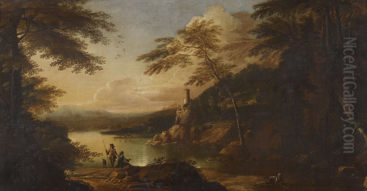 Landscape with Figures Oil Painting by Adriaen Van Diest