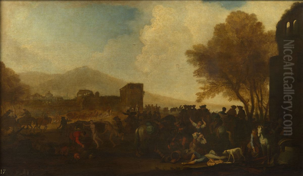 Bringing in Prisoners and Wounded Oil Painting by Rugendas, Georg Philipp I