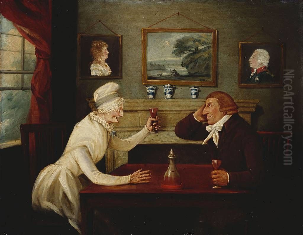 Mrs Jane Baker (1760-1835) with her husband, William Oil Painting by Henry Bernard Chalon