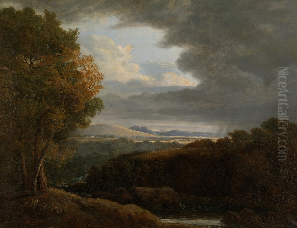 Landscape with a Distant Country House Oil Painting by Sir William Elford, 1st Baronet