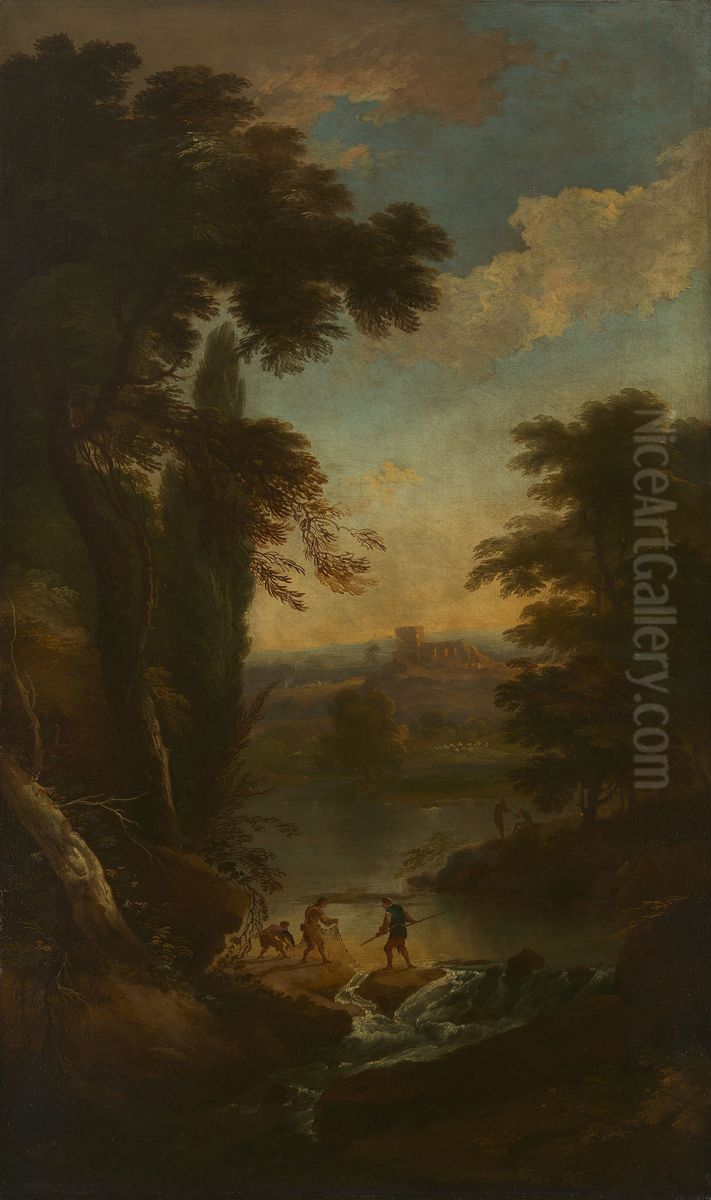Landscape with figures Oil Painting by Adriaen Van Diest