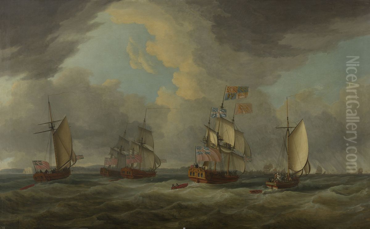 The Royal Visit to the Fleet III Oil Painting by Dominic Serres The Royal Visit to the Fleet III Oil Painting by Dominic Serres