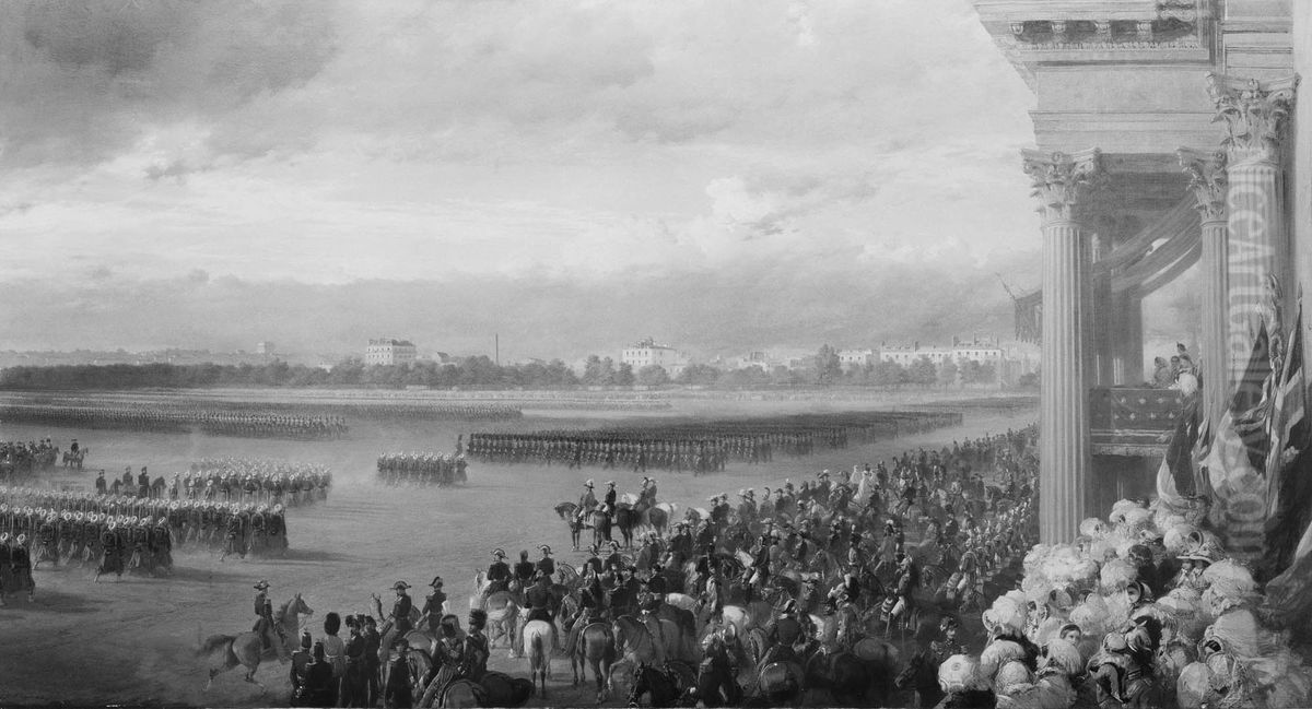The Review on the Champ de Mars, 24 August 1855 Oil Painting by George Housman Thomas