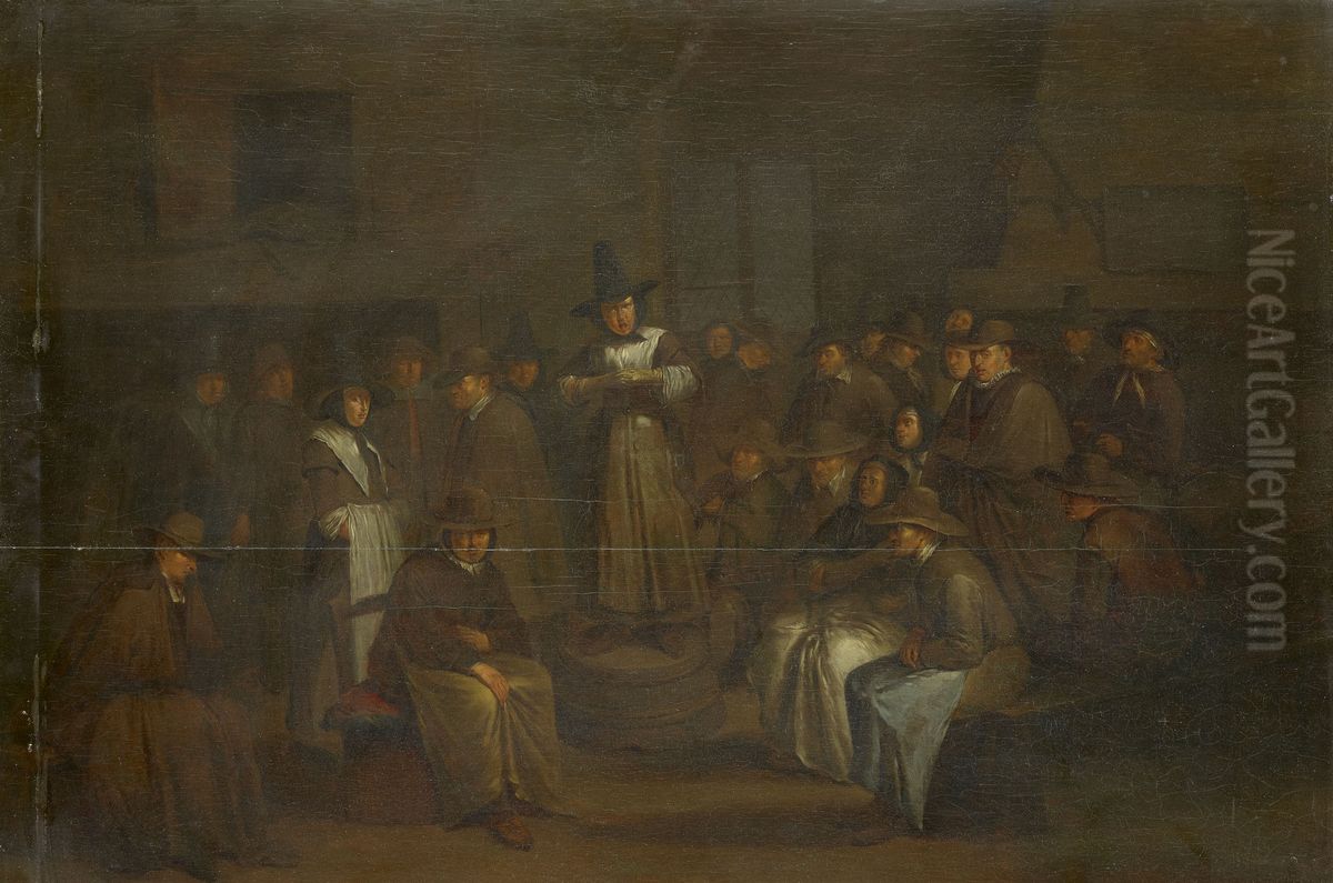 The Quaker Meeting Oil Painting by Egbert Van Heemskerck