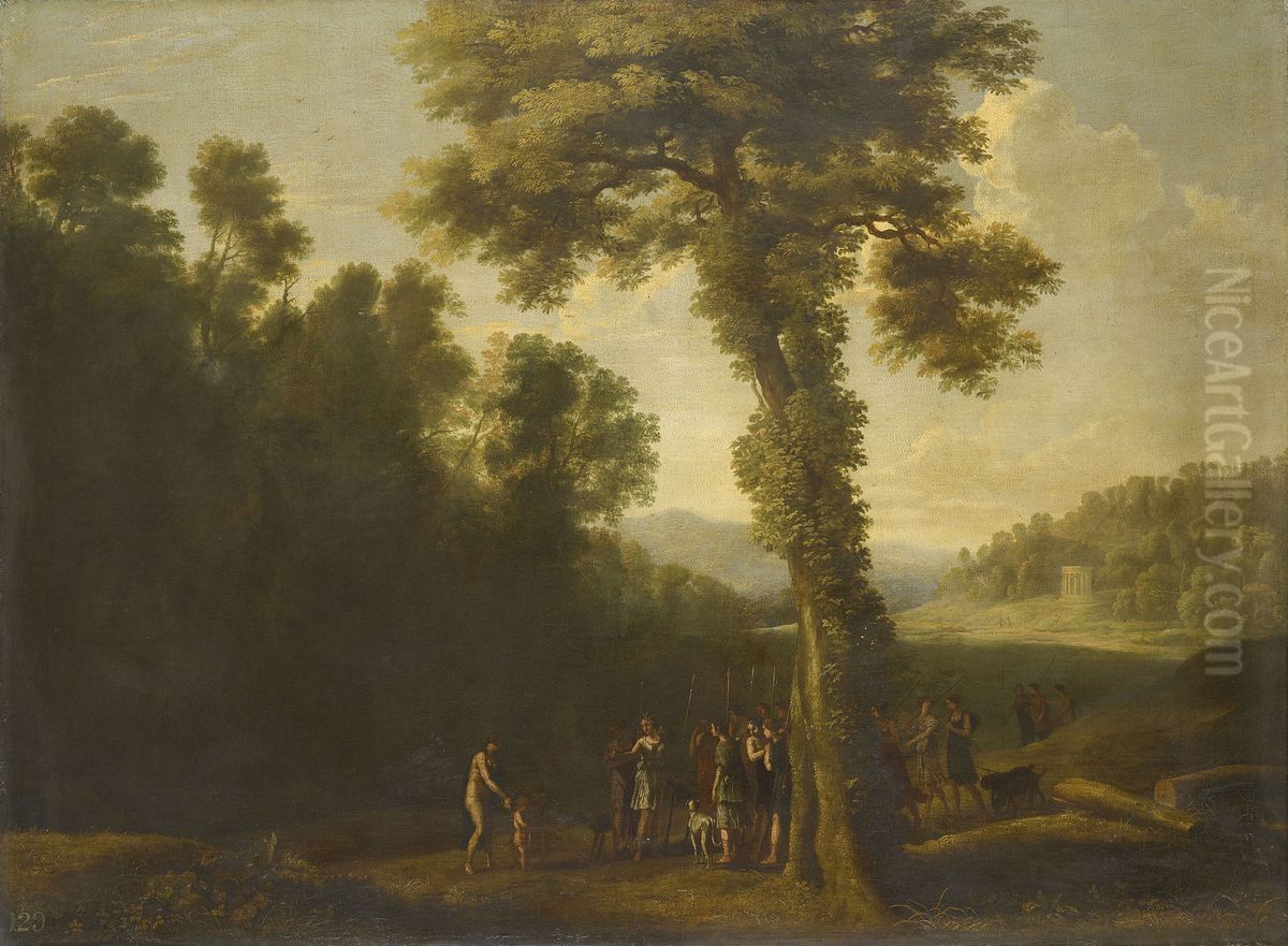 Venus, Adonis, Cupid and Diana Oil Painting by Herman Van Swanevelt