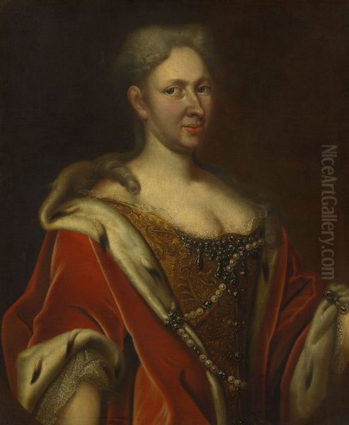 Princess Magdalena Augusta of Anhalt-Zerbst, Duchess of Saxe-Gotha (1679-1740) Oil Painting by Christian Schilbach
