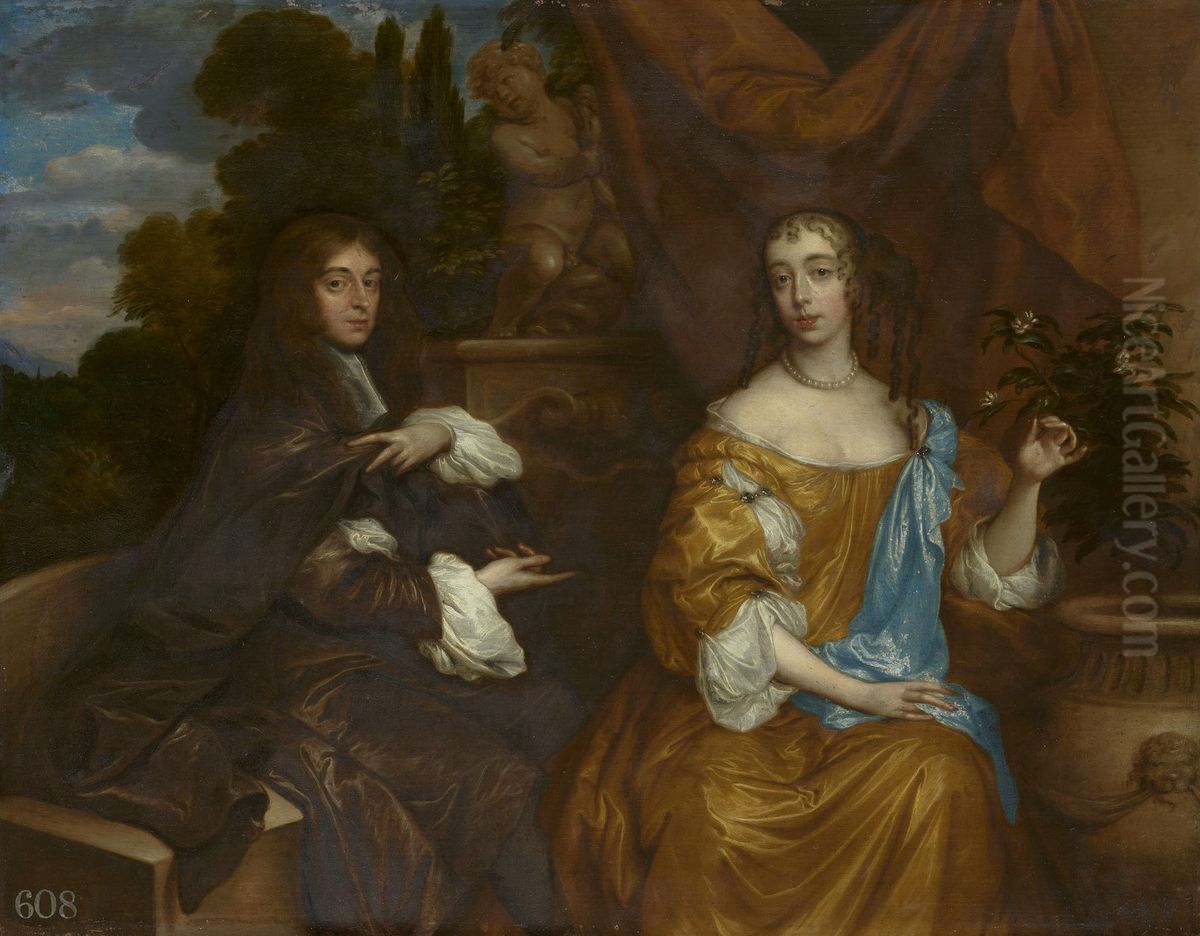 Henry Hyde, second Earl of Clarendon (1638-1709), when Viscount Cornbury, with his first wife, Theodosia Capel (1640-62) Oil Painting by Peter Lely