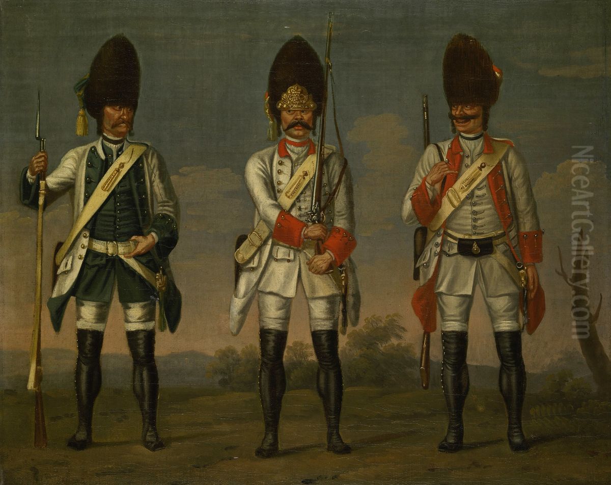 Grenadiers, Infantry Regiments 'Los Rios', 'Waldeck' and 'Wurmbrand' Oil Painting by David Morier
