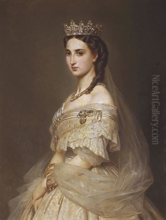 Princess Charlotte of Belgium, Empress of Mexico (1840-1927) Oil Painting by Albert Grafle