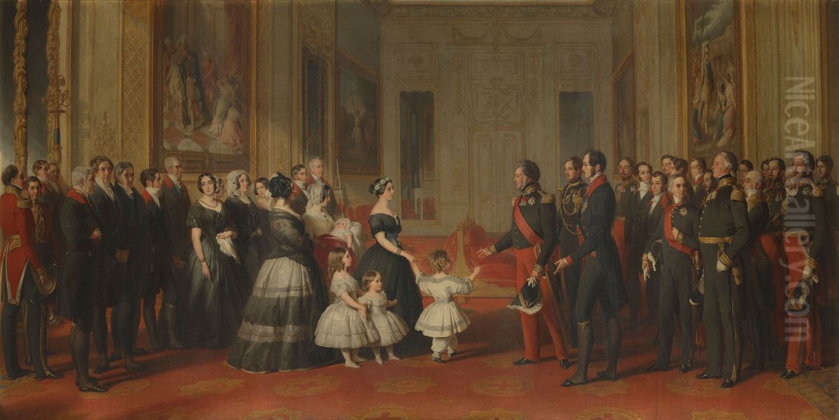 The Reception of Louis-Philippe, King of the French, at Windsor Castle, 8 October 1844 Oil Painting by Franz Xavier Winterhalter