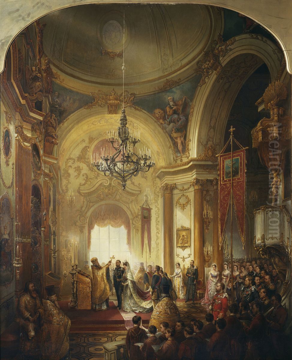 The Marriage of Prince Alfred, Duke of Edinburgh, 23 January 1874 Oil Painting by Nicholas Chevalier