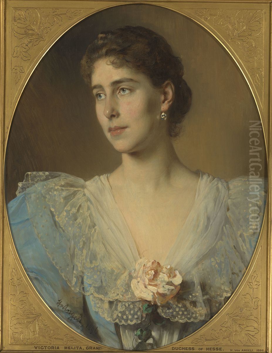 Princess Victoria Melita of Edinburgh, Grand Duchess of Hesse (1876-1936) Oil Painting by Baron Heinrich von Angeli